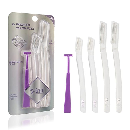 Dermaplaning Tools - Exfoliating Facial Razor Dermaplane for Women & Men Shaver to Exfoliate Refresh the Skin Peach Fuzz Eyebrow Hair Removal Blade 4 count Bonus Defining Shaper-Velvo Beauty