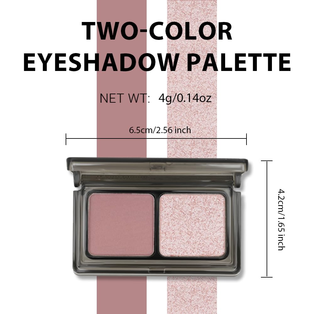 Mauve Champagne Two Color Matte Shimmer Glitter Eyeshadow Palette,Eye Shadow Powder Professional Long-Lasting Waterproof Makeup Palette,Easy-To-Apply and Compact for Travel,Vegan & Cruelty-Free-Velvo Beauty
