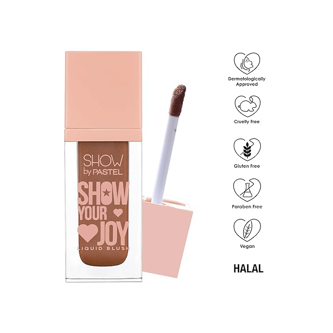 Show Your Joy Liquid Blush 54 | Bronze | Dewy Finish | Natural Looking | Clean Beauty | Moisturize The Skin Up to 24 Hours | Cruelty-Free | Natural and Fresh Looking | 0.141 fl.oz.-Velvo Beauty