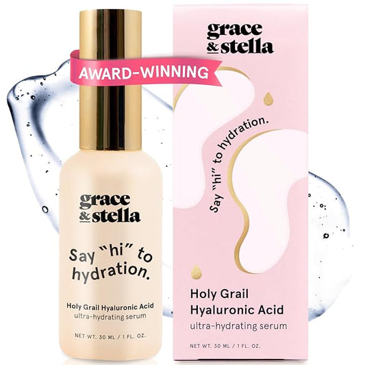 grace & stella Award Winning Hyaluronic Acid Serum (30ml/1 fl oz) Hydrating Hyaluronic Acid Serum for Face - Acido Hialuronico for Women - Remove Fine Lines, Wrinkles, Anti Aging - Vegan Skincare-Velvo Beauty