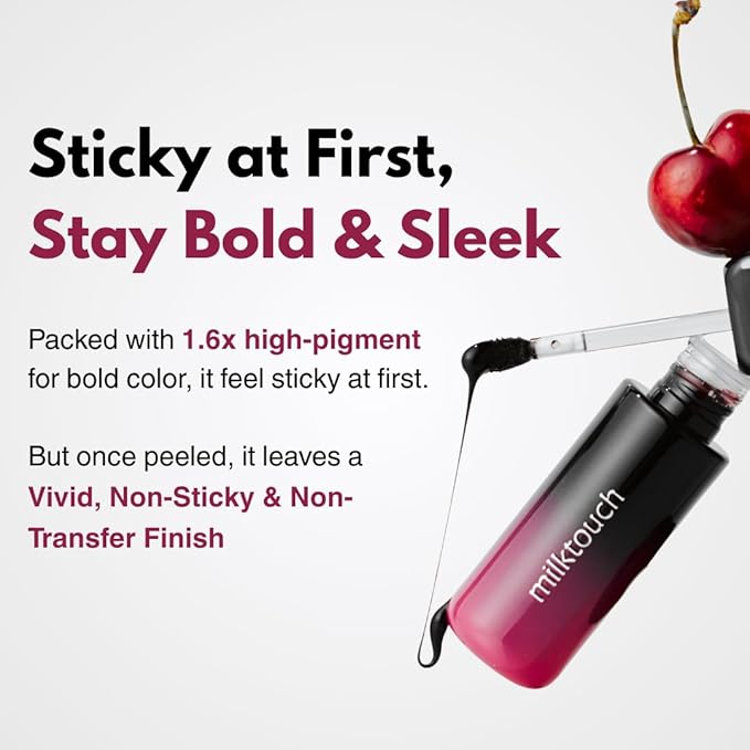 MILKTOUCH Black Peel Off Lip Tattoo - Long-Lasting Matte Lip, Waterproof & Transfer-Proof, Highly Pigmented, Stay-On-All-Day Lip Tint Stain (4.5g) #04 Black Apricot-Velvo Beauty