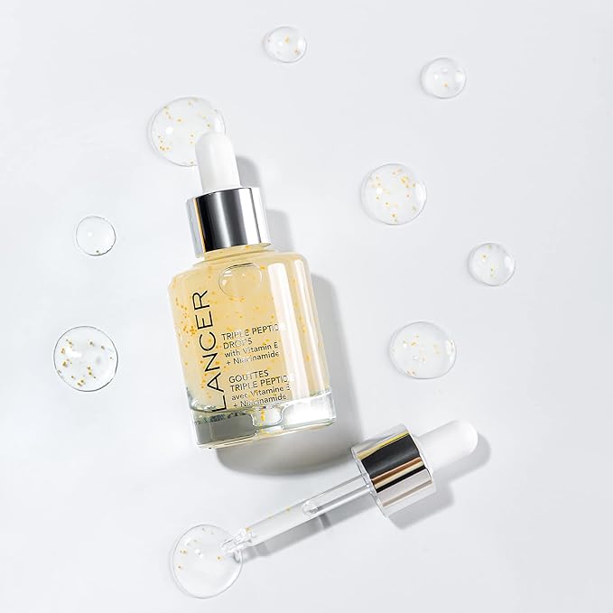 Lancer Skincare Triple Peptide Drops with Vitamin E, Daily Anti-Aging Face Serum with Hydrating Hyaluronic Acid, 1 Fluid Ounce-Velvo Beauty