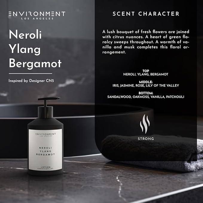 ENVIRONMENT Inspired by Designer Perfume CN5 Lotion, 300ml Luxury Scented Lotion (Neroli | Ylang | Bergamot) Bathroom Luxury, Men & Women High-End Body Lotion, Hand Cream, Dry Skin Treatment-Velvo Beauty