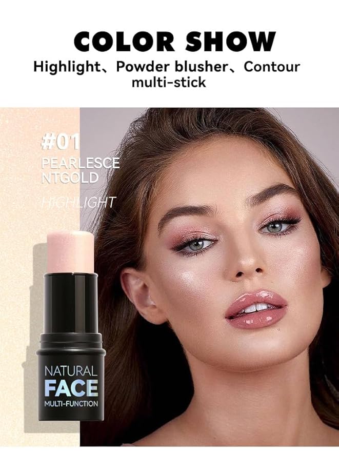 3 Pcs Face Contour Sticks Set, Shades with Highlighter & Contour & Blush Sculpted Complexion Wand Contour Long Lasting Natural Buildable Highlighters Contour Contouring Bronzer (01, 05, 06)-Velvo Beauty