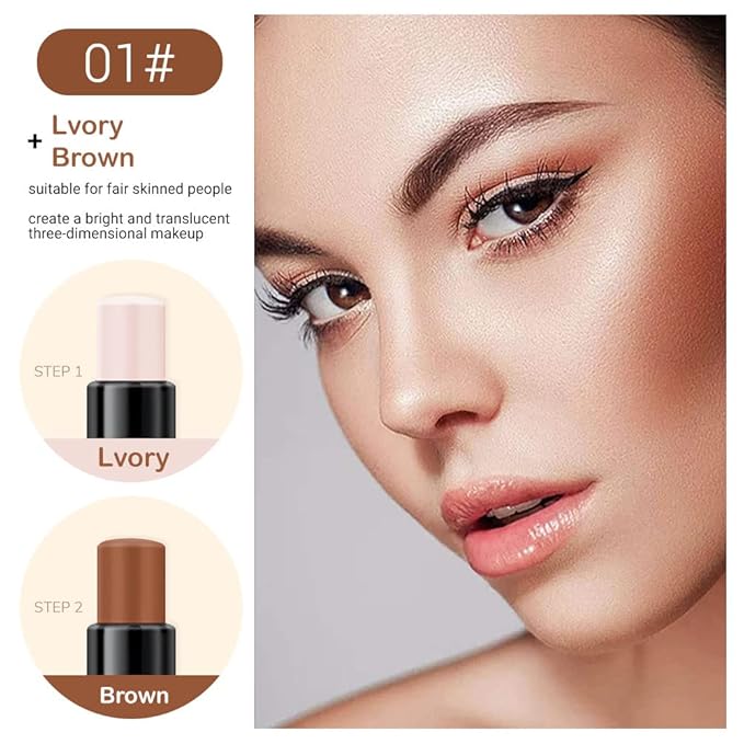 evpct 2In1 Cream Contour Stick Contouring Concealer Sticks Makeup Face Cream Kit for Beginners Creamy Contour and Highlight Stick contorno base de maquillaje para mujer en oferta 01 Ivory & Brown-Velvo Beauty
