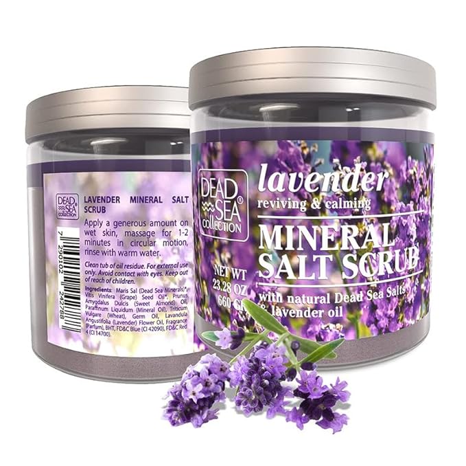 Dead Sea Collection Lavender Salt Scrub – Exfoliating Body Scrub for Women – Moisturizing and Nourishing Skin – with Pure Oils and Dead Sea Minerals (23.28 Oz)-Velvo Beauty