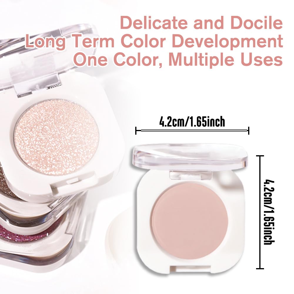Nude Pink Matte Eyeshadow Palette for Women, Single Monochrome Eye Shadow Makeup, Shiny Pressed Powder, Blendable Natural sombras para ojos, Holographic,Vegan,Travel -19-Velvo Beauty