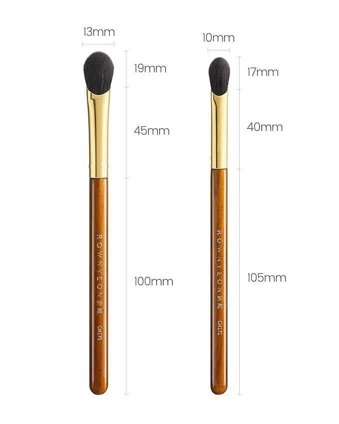 Desert Oak Series Thumb-Shaped Eyeshadow Brush (Small) - Curved Brush Head Mimics Natural Finger Contour, Premium Goat Hair & Bubinga Handle for Lid/Crease Blending (CM 171)-Velvo Beauty