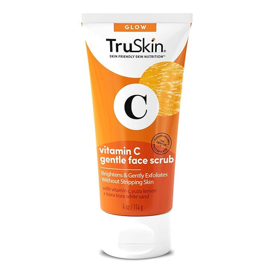 TruSkin Vitamin C Gentle Face Scrub - Brightening Daily Face Exfoliator for All Skin Types - Softens & Smooths Skin with Vitamin C, Yuzu Lemon, and Exfoliating Bora Bora White Sand - 4 Fl. Oz-Velvo Beauty