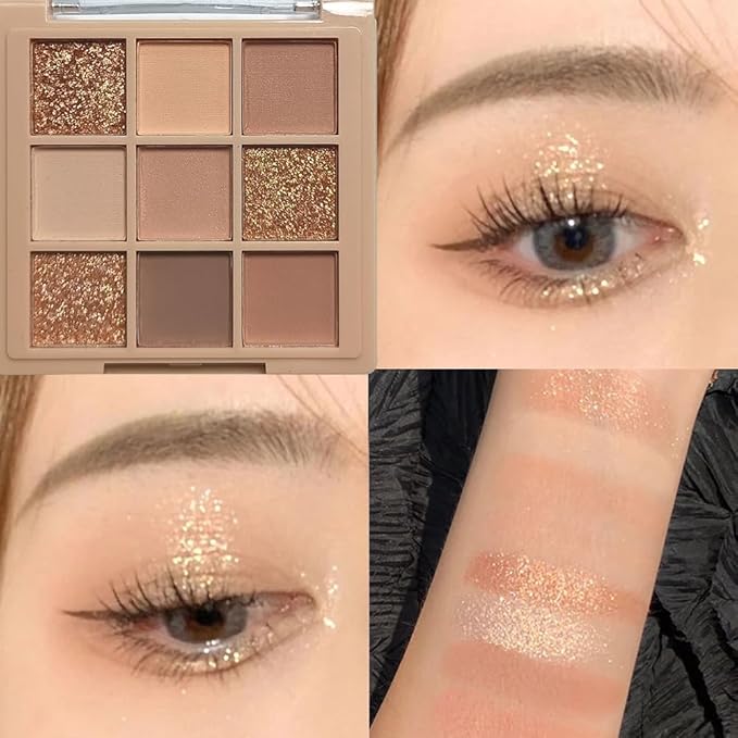 Eyeshadow Palette Makeup- 9 Colors Naked Eyeshadow Palette Matte Shimmer Korean Natural Eye Shadow palettes Highly Pigmented Naturing-Looking Long Lasting (#01)-Velvo Beauty