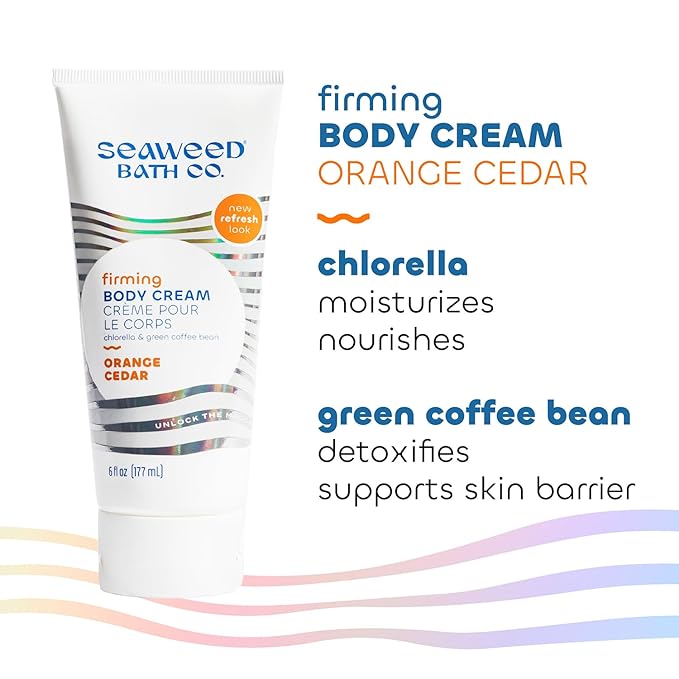 Seaweed Bath Co. Firming Body Cream, Orange Cedar Scent, 6 Ounce, Skin Toning Hand & Body Lotion Moisturizer for Dry Skin, with Sustainably Harvested Seaweed, Chlorella, Green Coffee Bean-Velvo Beauty