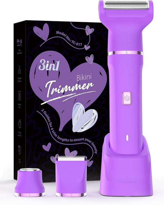 Electric Shaver for Women - Cordless Dermave Bikini Trimmer for Lady's Beauty, Painless Facial Hair Removal Device with Low Noise, Detachable Head, Fast Charging, 2025 Beach Vacation Essentials-Velvo Beauty