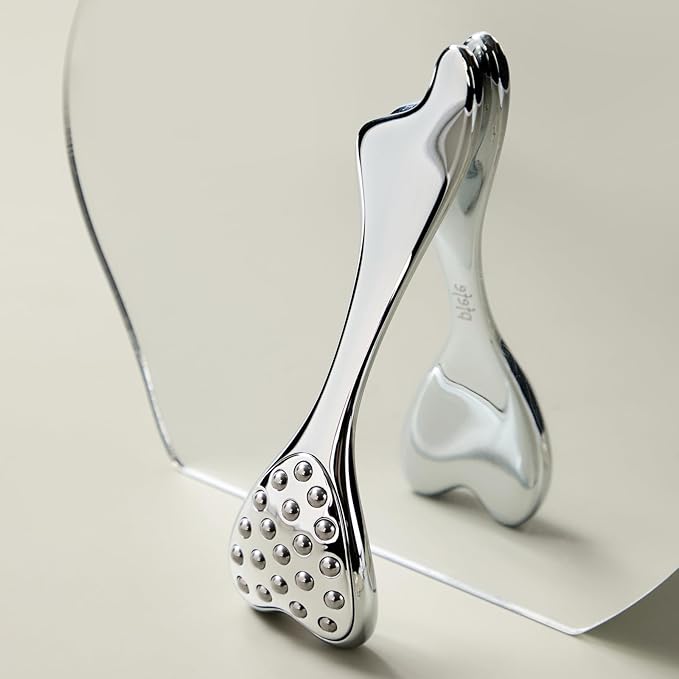 Stainless Steel Gua Sha & Face Roller, 3-in-1 Dolphin Facial Roller for Esthetician Supplies Women Gift, Skin Care Tool for Puffiness, Wrinkles, Dark Circles (1 Pc)-Velvo Beauty