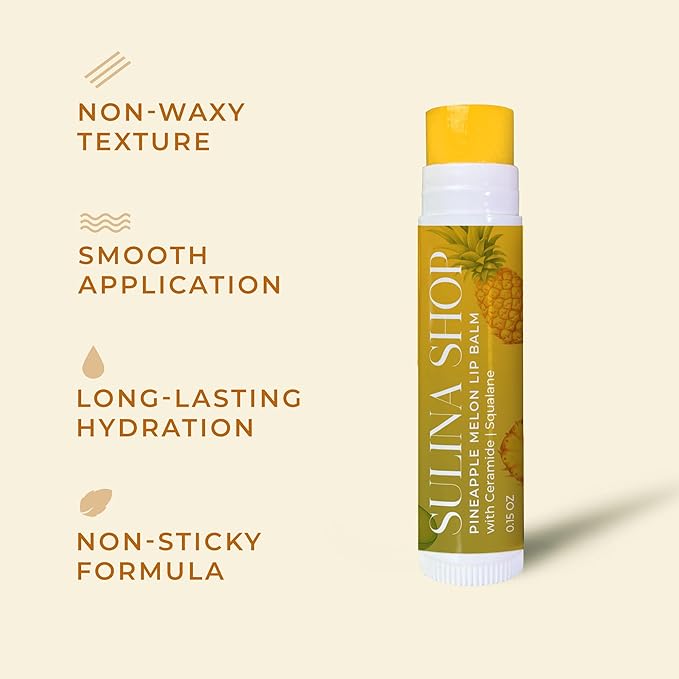 Pineapple Melon Lip Balm Hydrating & Nourishing Lip Moisturizer with Squalane, Castor Oil, Castor Oil, and Vitamin E, Smooth Application, Lip Care, Barrier Protection, Non-Waxy, Refreshing Scent-Velvo Beauty