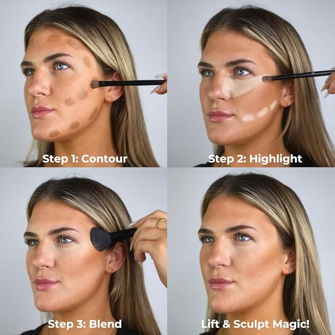 W7 Lift & Sculpt Cream Contour Kit - Concealing, Highlighting & Contouring Makeup Palette - Step-by-Step Instructions Included-Velvo Beauty