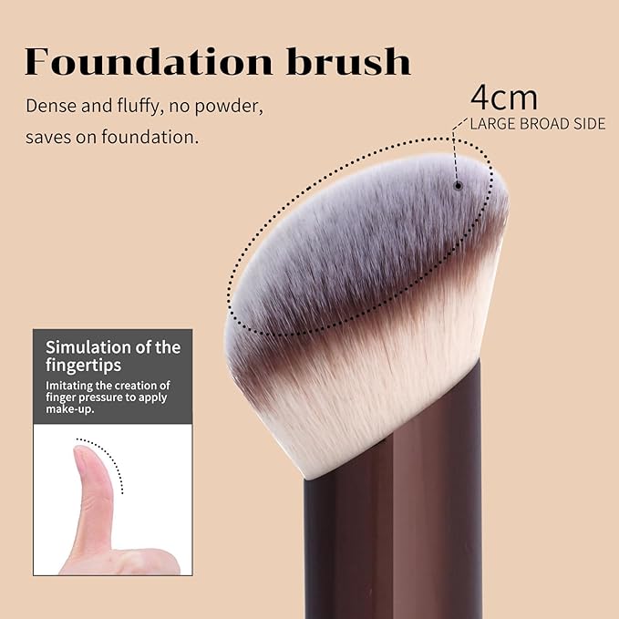 MAANGE 7pcs Makeup Brush Set Double Sided Kabuki Makeup Brushes Contour Brush for Foundation Liquid Powder Concealer Cream Cosmetics Bronzer Blending Blush Buffing Makeup Tools (Coffee)-Velvo Beauty