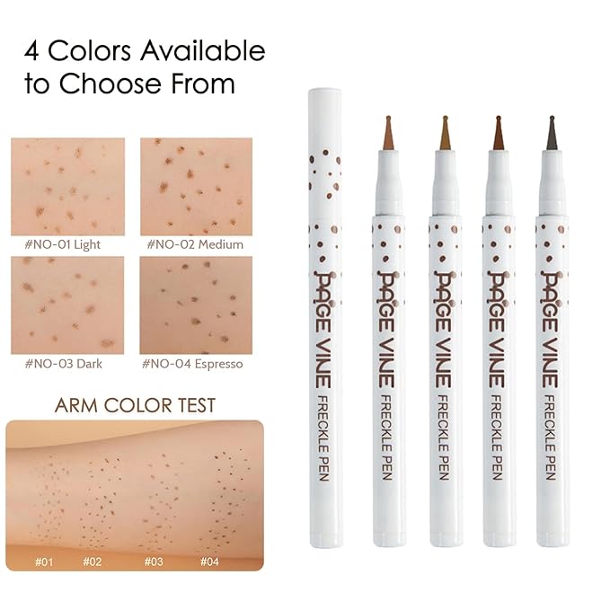 2 Pack Freckle Pen,Liquid Face Fake Freckles Makeup Pen to Create Natural Freckle Makeup and Freck beauty,Fake Freckles Waterproof for Lifelike Sunkissed Makeup,Mole Pen(02Medium+04Espresso)-Velvo Beauty
