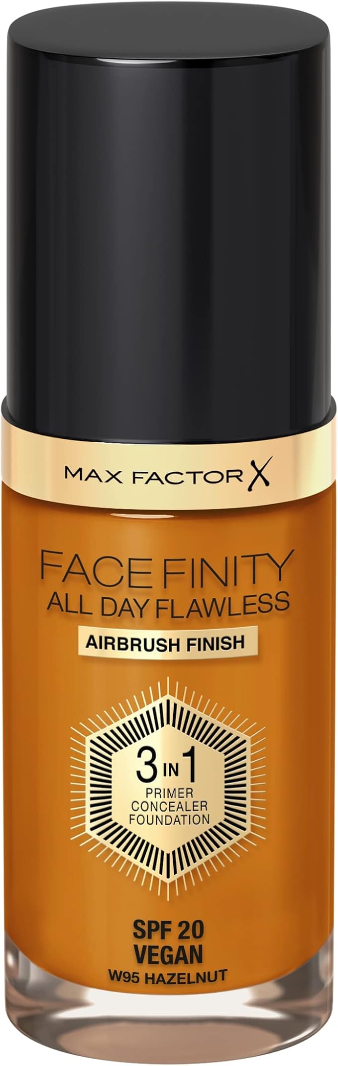 Max Factor Facefinity 3-in-1 All Day Flawless Foundation SPF 20, 95 Hazelnut, 30 ml-Velvo Beauty