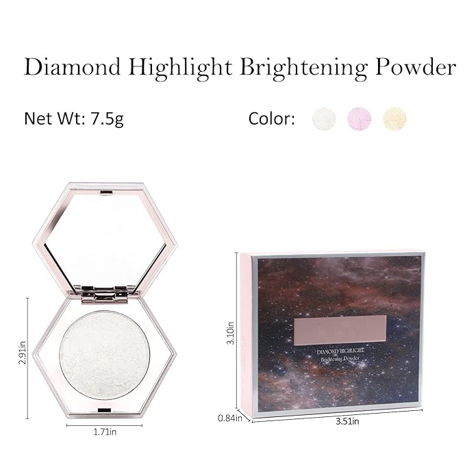 Erinde White Silver Face Highlighter Makeup Palette, Shimmer Glitter Highlighter Powder for Face Body, Natural Glossy Highlight Makeup Illuminator Highlighter Palette, Long-Lasting, Lightweight, 01#-Velvo Beauty