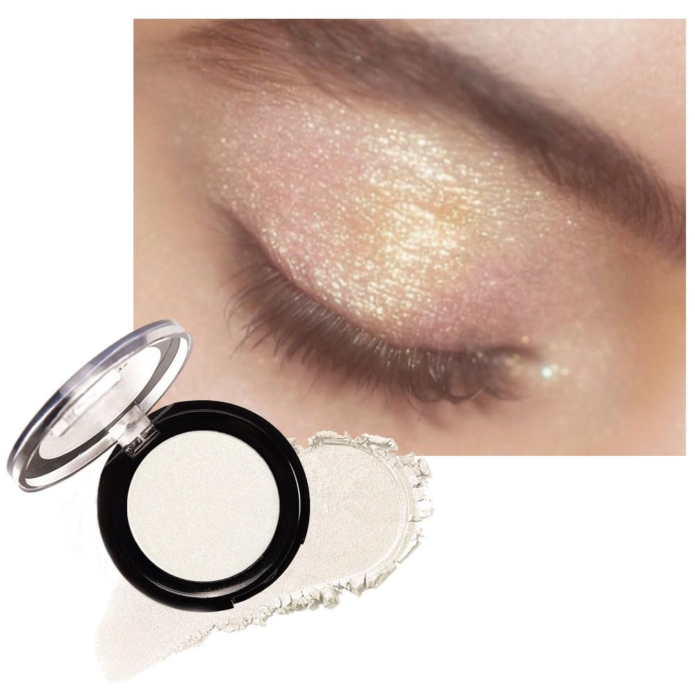 Monochrome Powder Eyeshadow Palette Makeup,Gold Natural Neutral Single Shimmer Eye Shadow for Older Women,Buildable Sparkly Eye Finish,Long Lasting Naturing-Looking-Velvo Beauty