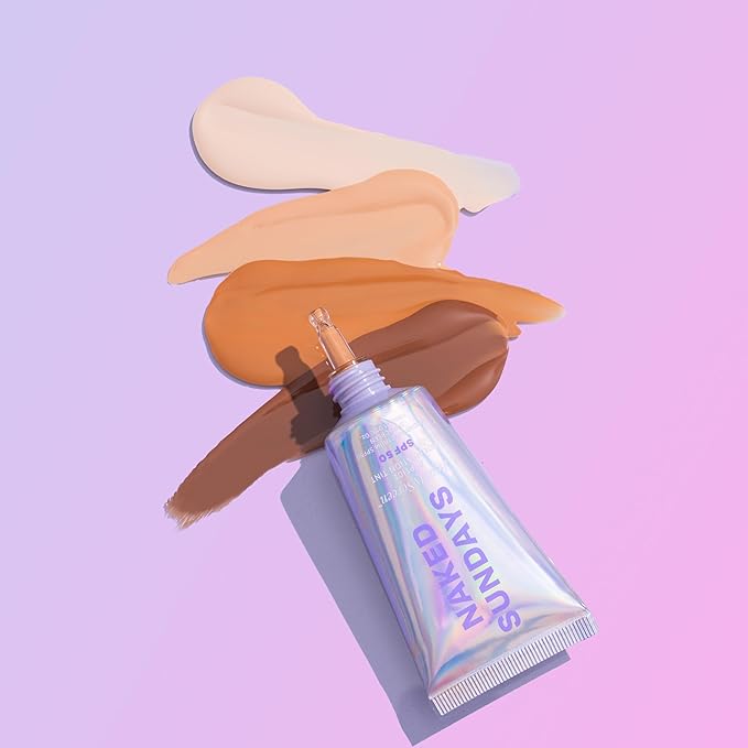 Naked Sundays BeautyScreen™ SPF 50 Mineral Peptide Foundation Tint – 2-in-1 Skin Tint & Mineral Sunscreen | Radiant, Buildable Coverage, Acne-Safe, Infused with Peptides (3 Warm Honey, 1.01 oz)-Velvo Beauty