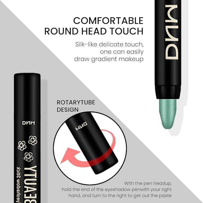 evpct Green Shimmer Cream Eye Shadow Brightener Sticks Set for Eyes, Green Shimmery Matte Pencil Eye shadow Applicator Stick Pen Palette Makeup Waterproof sombras en crema para ojos 34#-Velvo Beauty