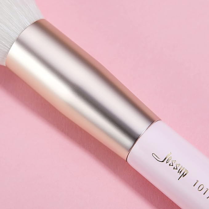 Jessup Makeup Brushes Set Professional, 25PCS Pink Premium Natural Powder Foundation Eyeshadow Blending Concealer Blusher Highlight Labeled Brushes, T290-Velvo Beauty
