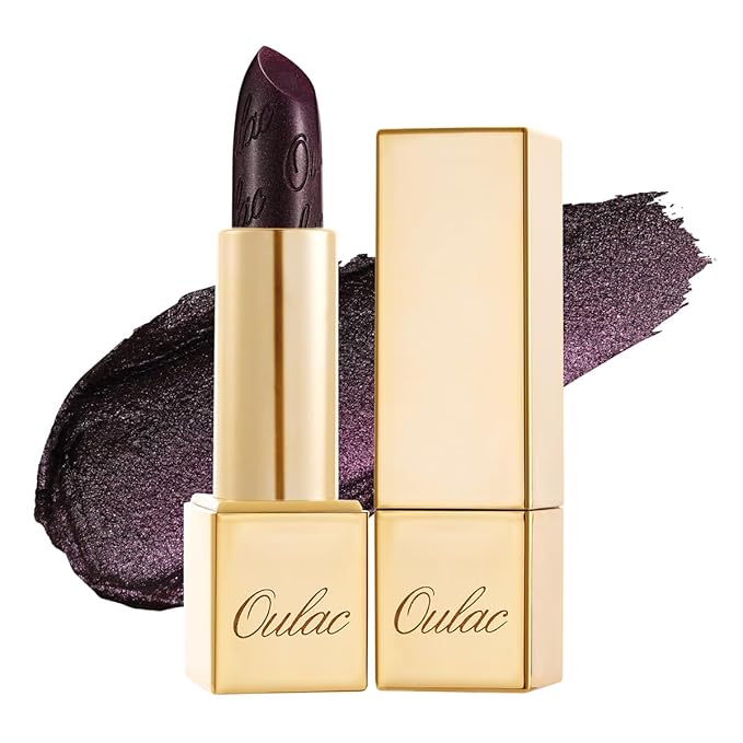 Oulac Metallic Black Lipstick for Women, High-Impact Lipcolor with Moisturizing Creamy Formula, Vegan & Cruelty-Free, Full-Coverage Matte Lipstick, Midnight Mirage (21)-Velvo Beauty