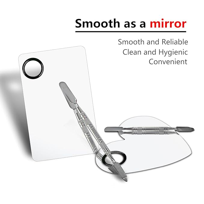 2Pcs Cosmetic Makeup Palette, Premium Stainless Steel Metal Makeup Mixing Palette with Spatula, Makeup Mixing Tray for Mixing Foundation/Eye Shadow/Mascara/Nail Polish/Pigment/Nail Art-Velvo Beauty