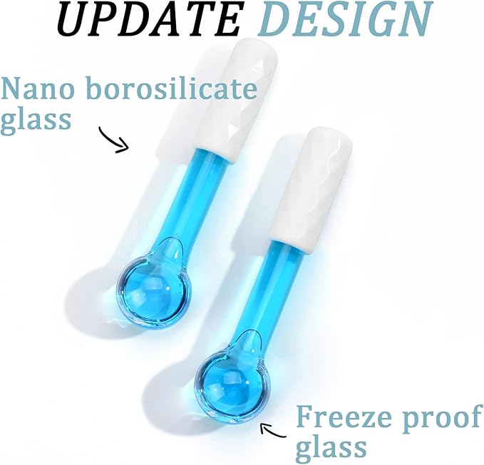ICE GLOBES SMALL BALLS for Eyes, 2 PCS Blue Facial Globes for Massage Tool, Facial Roller Cold Skin Massagers, Tighten Skin, Reduce Puffiness and Dark Circles, Enhance Circulation-Velvo Beauty
