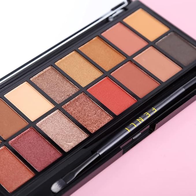 RUIGPRO Pro 16 Shades Eyeshadow Palette + 20 pcs Makeup Brushes Set High Pigmented Naked Nudes Shimmer Matte Metallic Smokey Eye Shadow Soft Synthetic Powder Cream Blending Brush Neutral Pallet-Velvo Beauty