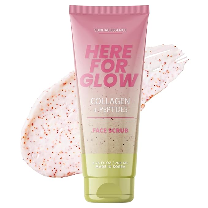 Collagen Facial Scrub - Dermatologist Tested, Anti-Aging, Hydrates & Improves Firmness, Korean Skin Care, 95% Natural, Clean Beauty, Non - GMO, Cruelty - Free - 1 Pack-Velvo Beauty