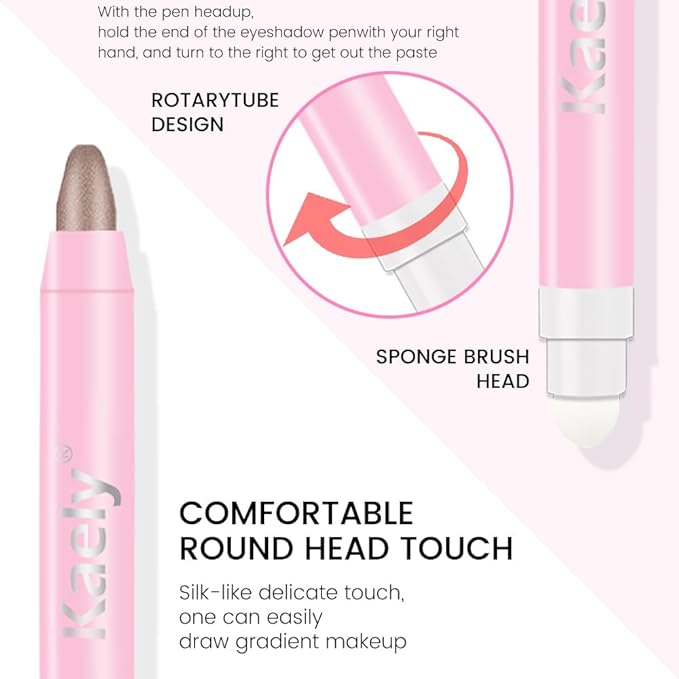 Kaely 2in1 Cream Eye Shadow Brightener Sticks for Eyes, Pencil Eyeshadow Applicator Stick Waterproof Pigmented, Eye Shadow Palette Highlighter Makeup, sombras para ojos, 19 Taupe Shimmer-Velvo Beauty