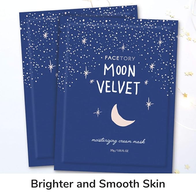 FACETORY K Beauty Face Mask Skin Care - MOON VELVET MOISTURIZING Sheet Mask with Sodium Hyaluronate & Shea Butter Cream | Moisturizing Cream Mask (5 Pack)-Velvo Beauty
