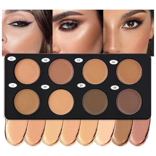 Professional Light to Medium to Dark Color Correcting Cream Contour Concealer Highlight Palette, Full Coverage Makeup Palet for Correct Dark Circles, Red Mark, Scar, etc,Waterproof-8A-Velvo Beauty