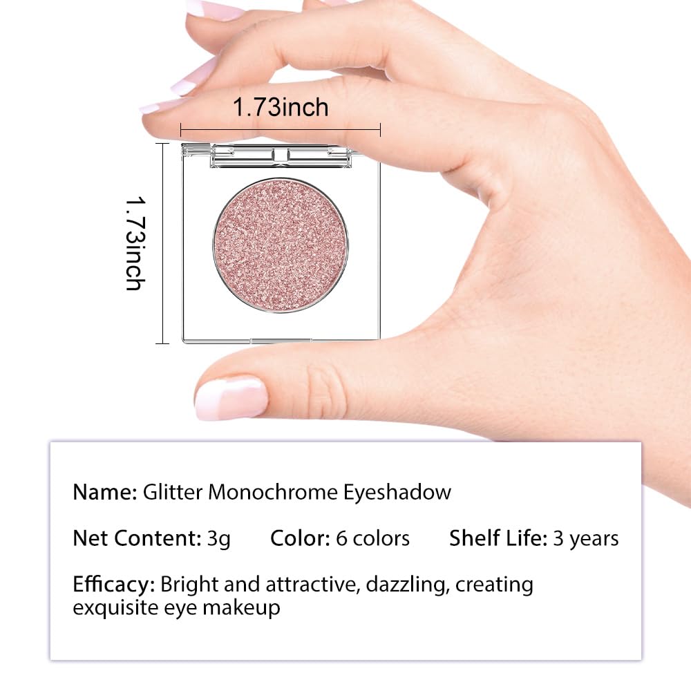Champagne Pink Rose Monochrome Shimmer Eyeshadow Palette Makeup,Long Lasting Naturing-Looking Lightweight Glitter Single Eyeshadow,Neutral Powde Eye Shadow for Older Women-Velvo Beauty