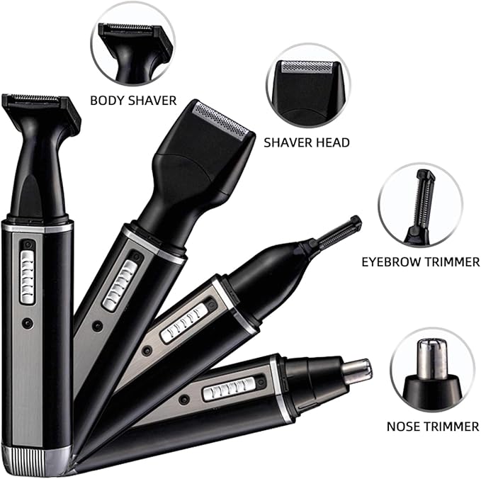 Nose Hair Trimmer for Women and Men, 4-in-1 Facial Hair Removal Trimmer Professional Eyebrow & Facial Hair Trimmer, Rechargeable Portble Waterproof Face Shaver Razor for Nose Ear Eyebrow Set-Velvo Beauty