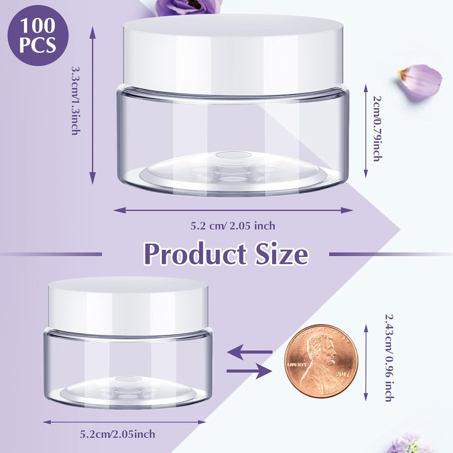 SATINIOR 100 Pcs Plastic Jars with Lids Small Containers Lids Wide Mouth Small Plastic Containers for Lotion Cream Rhinestones Body Butters Travel Storage(1 oz,White)-Velvo Beauty