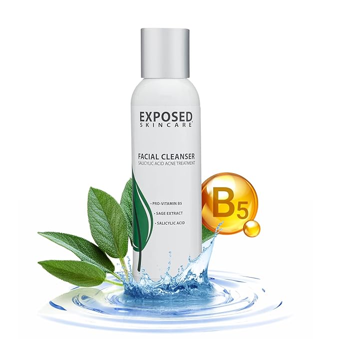 Exposed Skin Care Acne Facial Cleanser - Gentle Face Wash with Salicylic Acid for Acne Prone Skin - Pore Clarifying Acne Treatment for All Ages, Skin Types-Velvo Beauty