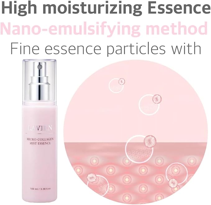 Lavien Micro Collagen Mist Essence - Hydrating Facial Spray, Redness and Smooth Skin - Suitable All Skin Types - 3.38 Fl Oz Bottle-Velvo Beauty