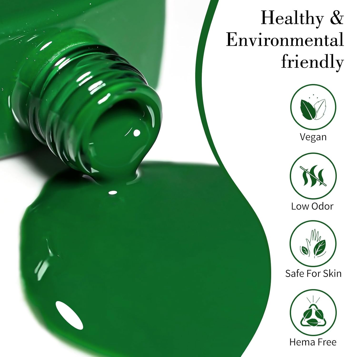 CANNI Green Gel Nail Polish, 1Pcs Emerald Dark Green Color Gel Polish Nail High Gloss Soak Off UV French Manicure Salon DIY-Velvo Beauty