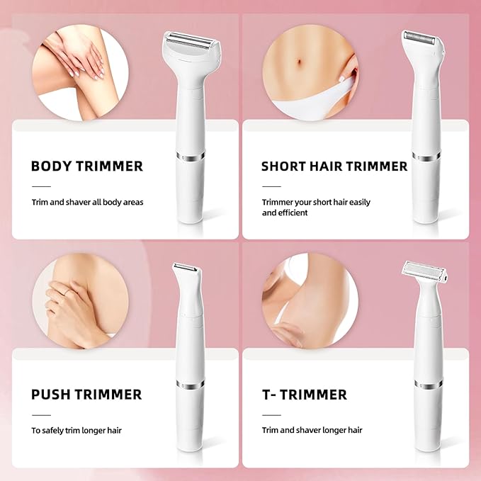 7-in-1 Electric Razor for Women - Painless Facial Hair Removal & Bikini Trimmer, Nose Eyebrow Pubic Hair Shaver with Replaceable Razors, Waterproof Women's Grooming Kit & Electric Shaver-Velvo Beauty