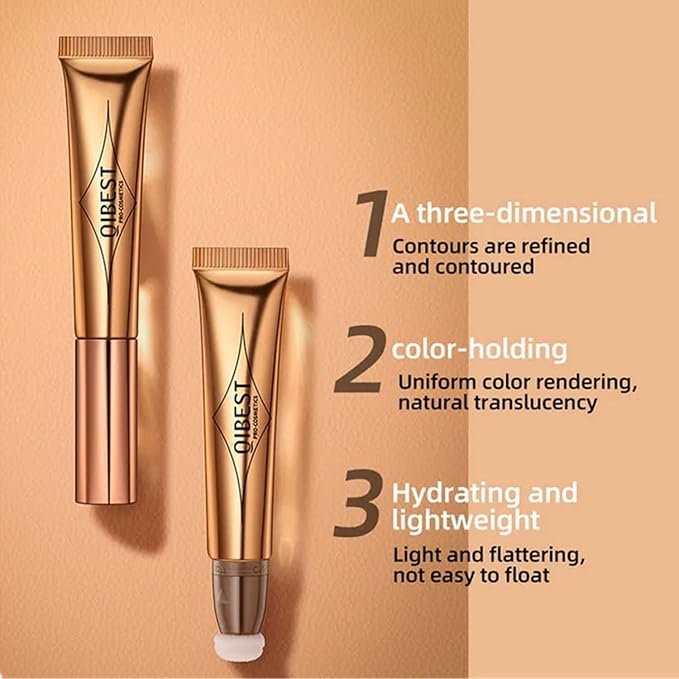 3Pcs Contour Beauty Wand,Liquid Face Concealer Contouring with Cushion Applicator,Liquid Blush Shading Bronzer Stick Natural Matte Finish, Lightweight Blendable Super Silky Cream Contour Stick Makeup-Velvo Beauty