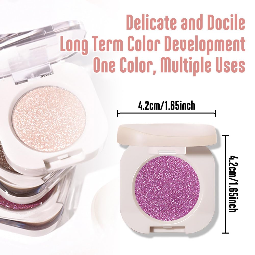 Single Purple Shimmer Sparkly Eyeshadow,Bright Intense Monochrome Eye Shadow,Apply Makeup Easily,Matte Pressed Powder Single Eyeshadow,24 Hour Eye Makeup Longwear Waterproof-Velvo Beauty