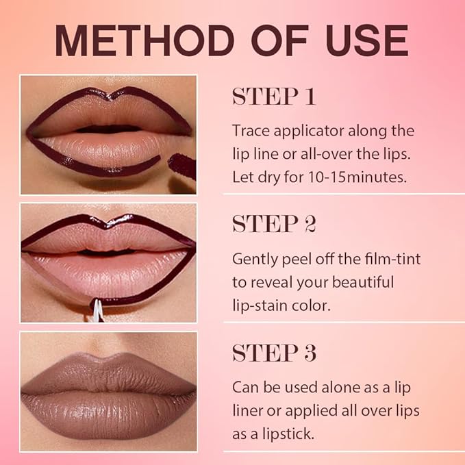 2Pcs Peel Off Matte Liquid Lip Gloss Stain-Lip Liner with Tweezer, Peel Off Lip Stain, Long Lasting & Waterproof Lipstick Tattoo, Transfer-Proof Lip Gloss for All Skin Types (01#+03, 2Pcs)-Velvo Beauty