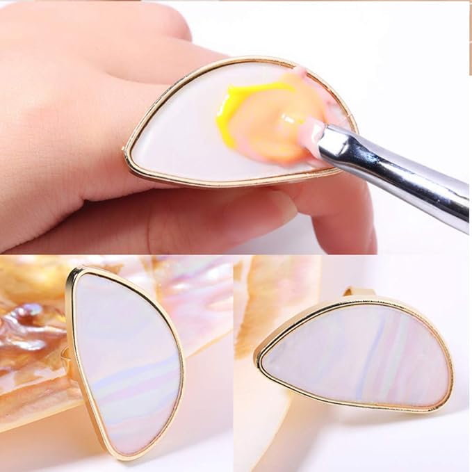 4pcs Ring Palette Nail Art Palette Blending Palette Pigment Palette Lip Color Palette Foundation Palette Rings Tools Manicure Palette Color Display Plate Mix Decorate Nail Set-Velvo Beauty