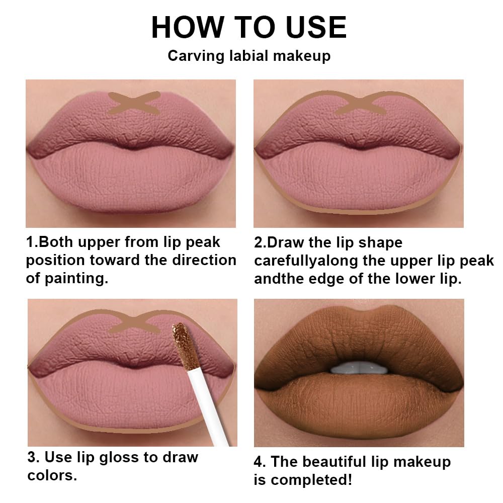evpct 2Pcs Nude Matte Lip Liner and Lipstick Combo Set for Women, Nude Lip Combo Set Liquid Lips Stick Gloss and Lipliner Stains Set Long Lasting Waterproof, Lips Makeup 24 Hours labiales originales-Velvo Beauty