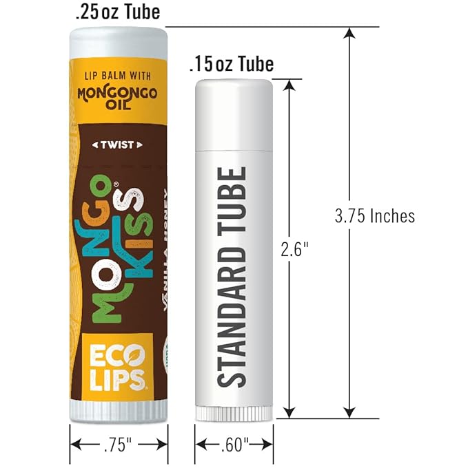 Eco Lips Mongo Kiss Organic Lip Balm 4 Pack Blood Orange, Yumberry, Strawberry Lavender, Black Cherry - 100 Percent USDA Organic - Soothe, Moisturize Dry-Velvo Beauty