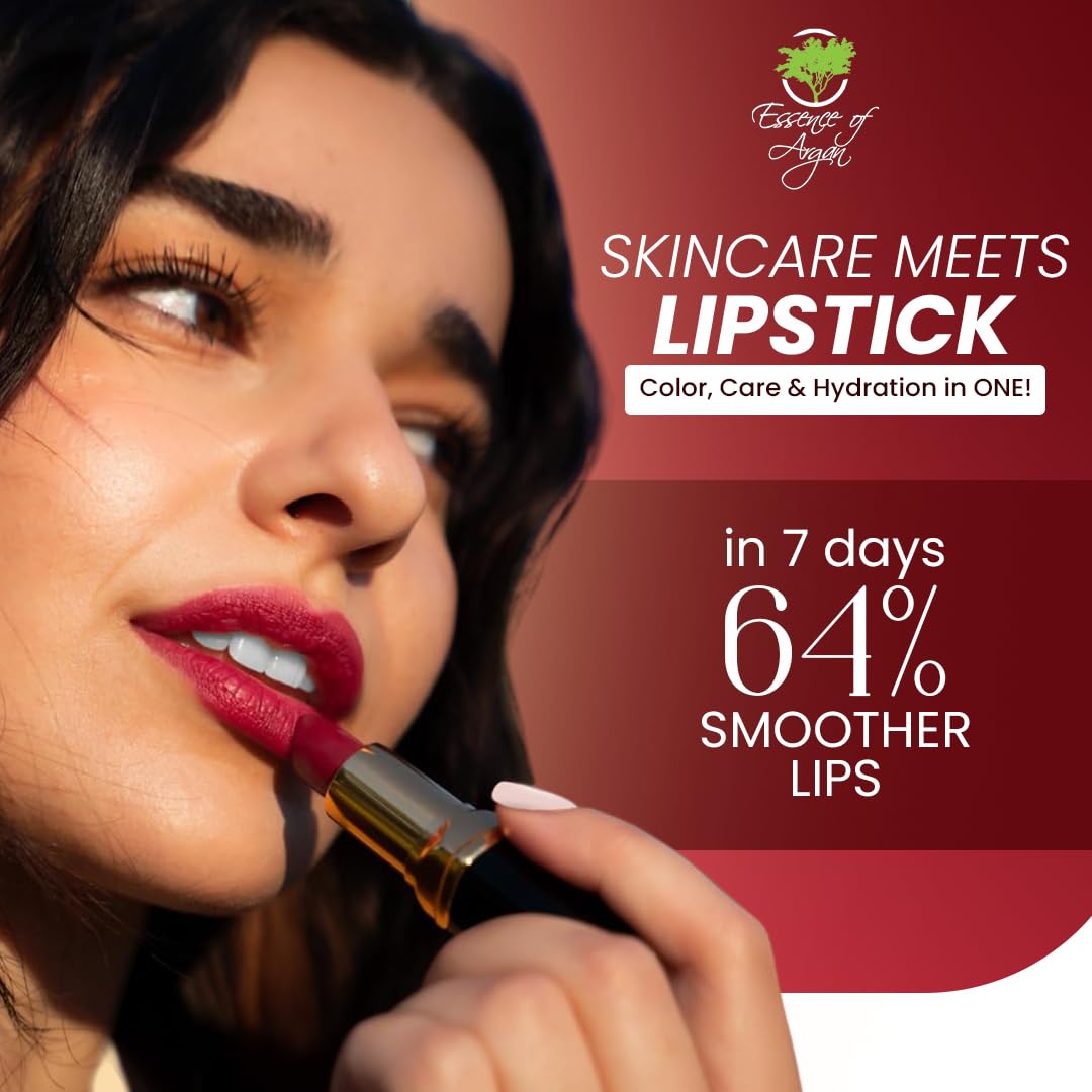๐๐๐๐ฒ๐ป๐ฐ๐ฒ ๐ผ๐ณ ๐๐ฟ๐ด๐ฎ๐ป Moisturizing Deep Red Lipstick, Tinted Lip Balm with Pure Organic Argan Oil, Shea Butter Lip care, Lip Moisturizer, Long Lasting Lipstick Cabernet-Velvo Beauty