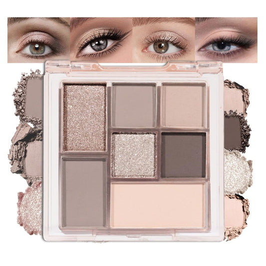 Nude Brown 7Colors Eyeshadow Makeup Palette with Mirror,Natural Neutral Eye Shadow Palettes for Older Women,Long Lasting Naturing-Looking,Lightweight,Waterproof,Eye Makeup Kit Travel Size,Vegan-Velvo Beauty